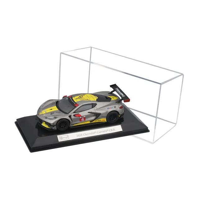 bburago-chevrolet-corvette-c8-r-2020-1-43-modellino-grigio-metallizzato-con-teca image 1
