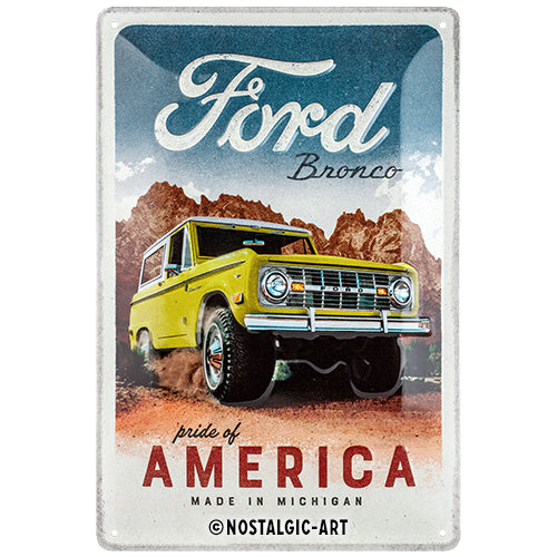 nostalgic-art-ford-bronco-pride-of-america-targa-in-metallo-20x30-cm image 1