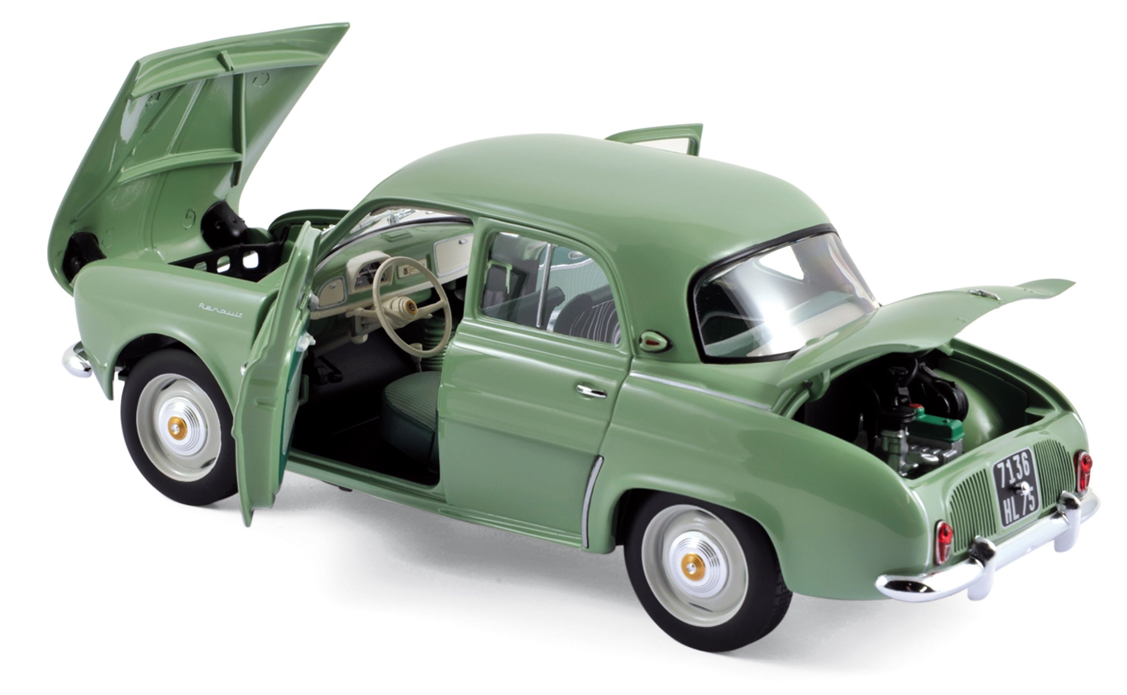 norev-renault-dauphine-1958-modellino-auto-1-18-verde-vert-cendr image 2