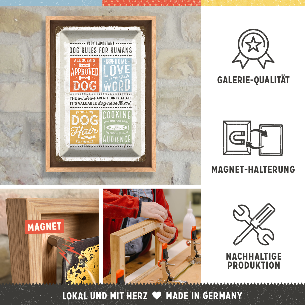 nostalgic-art-pfotenschild-dog-rules-cornice-n-frame-m-24x33-5-cm image 3