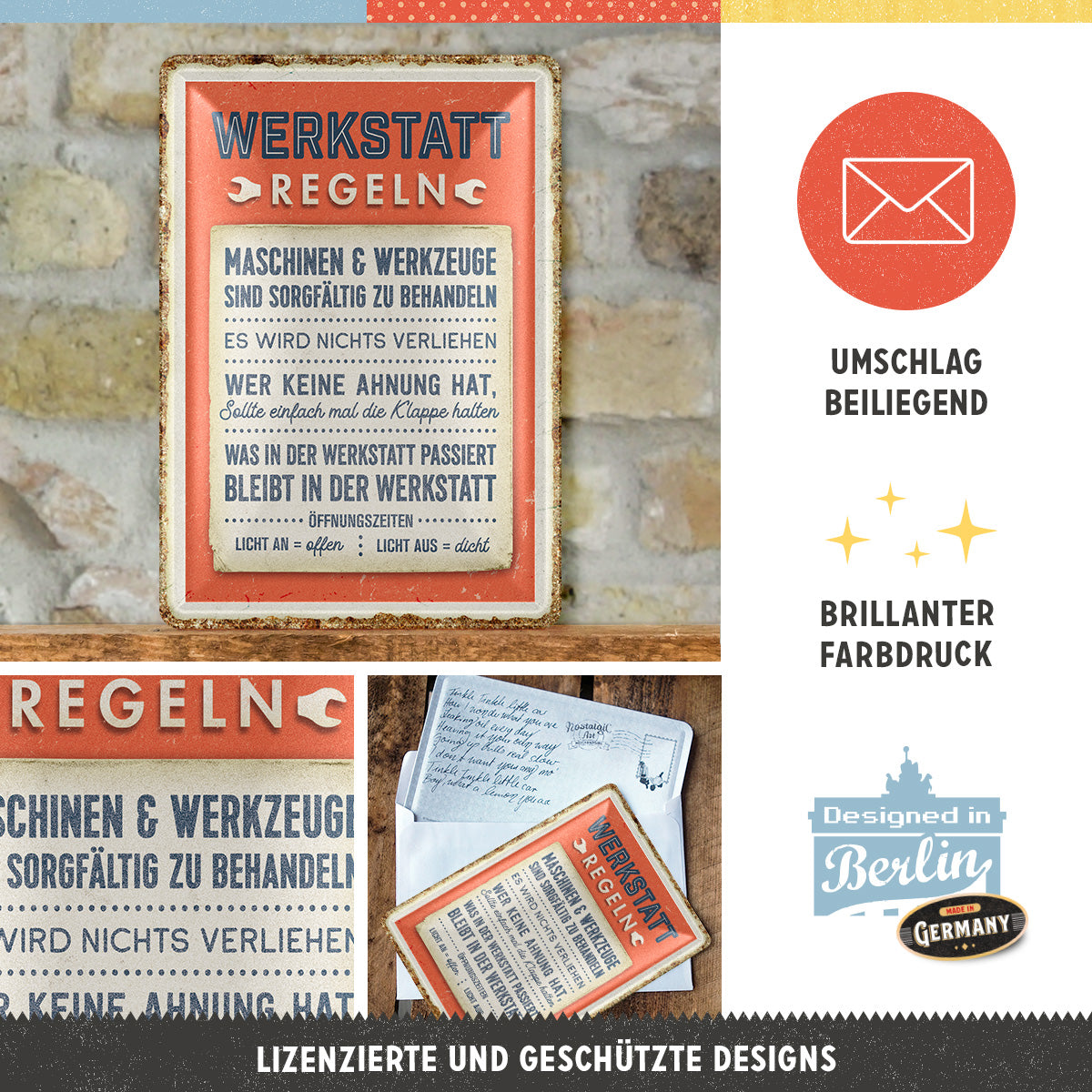 nostalgic-art-werkstattregeln-metal-card-in-metallo-10x14-cm image 3