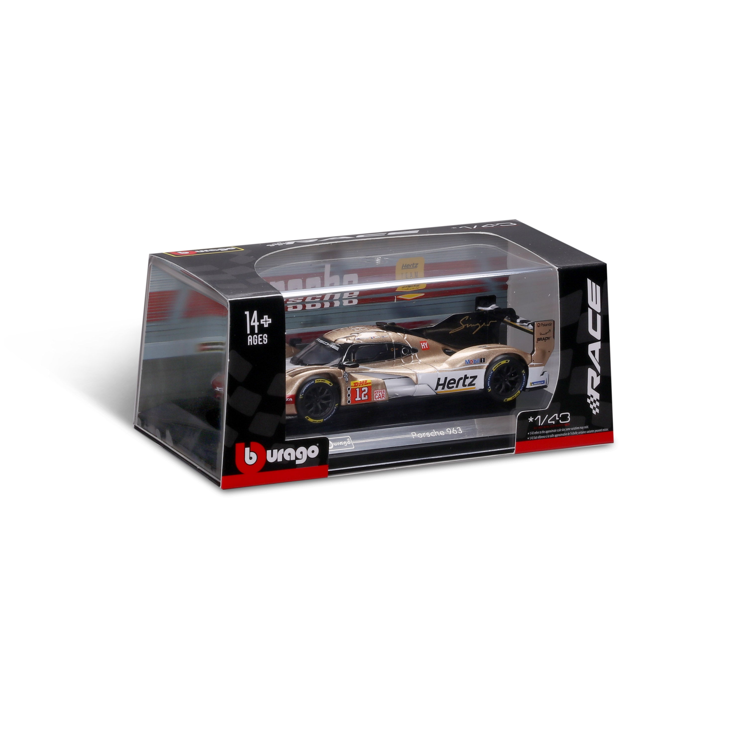 bburago-porsche-963-12-1-43-modellino-diecast-con-teca image 2