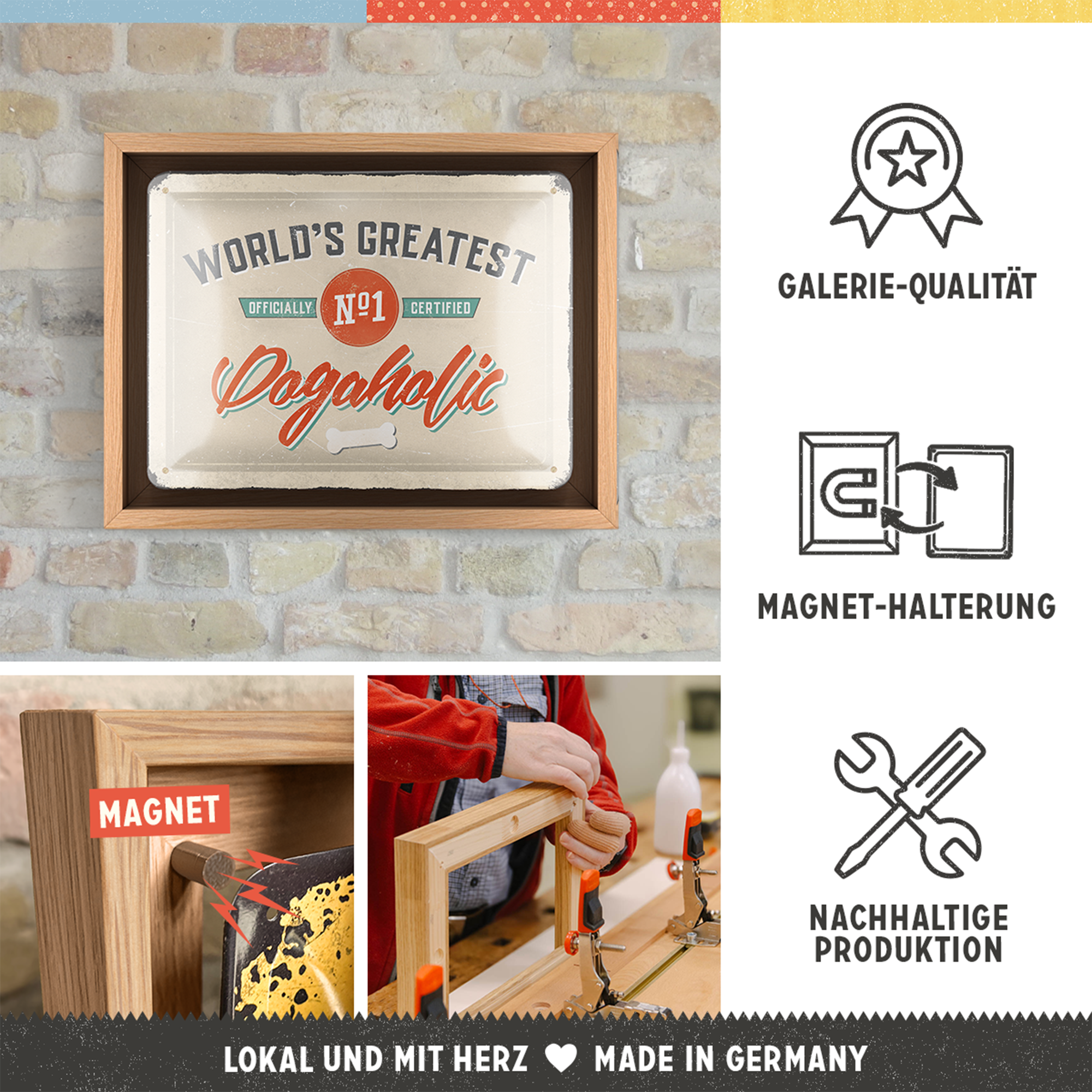 nostalgic-art-pfotenschild-dogaholic-cornice-n-frame-s-edition-18-5x24-cm-legno image 3