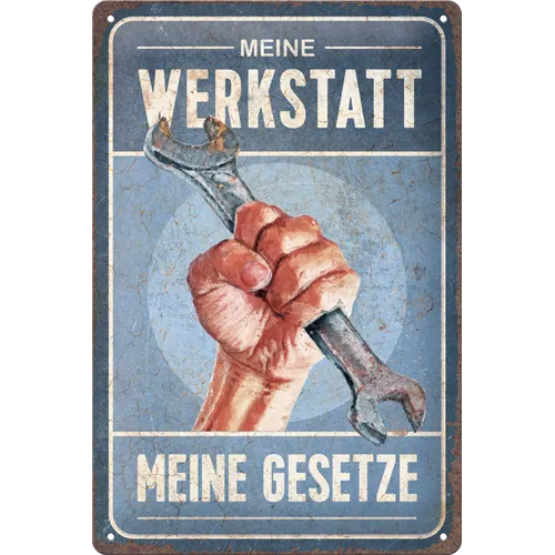 nostalgic-art-meine-werkstatt-meine-gesetze-targa-in-metallo-20x30-cm image 1