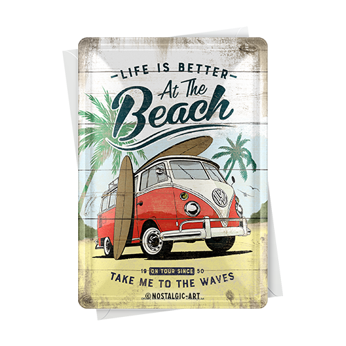 nostalgic-art-vw-bulli-beach-metal-card-biglietto-in-metallo-stampato-10x14-cm-a image 2