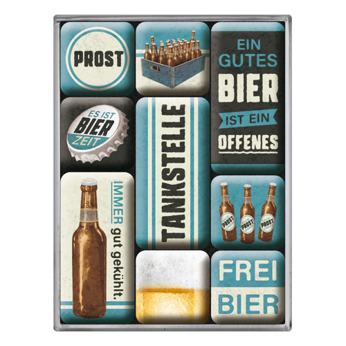 nostalgic-art-tankstelle-bier-set-magneti-retro-7x9x2-cm image 1