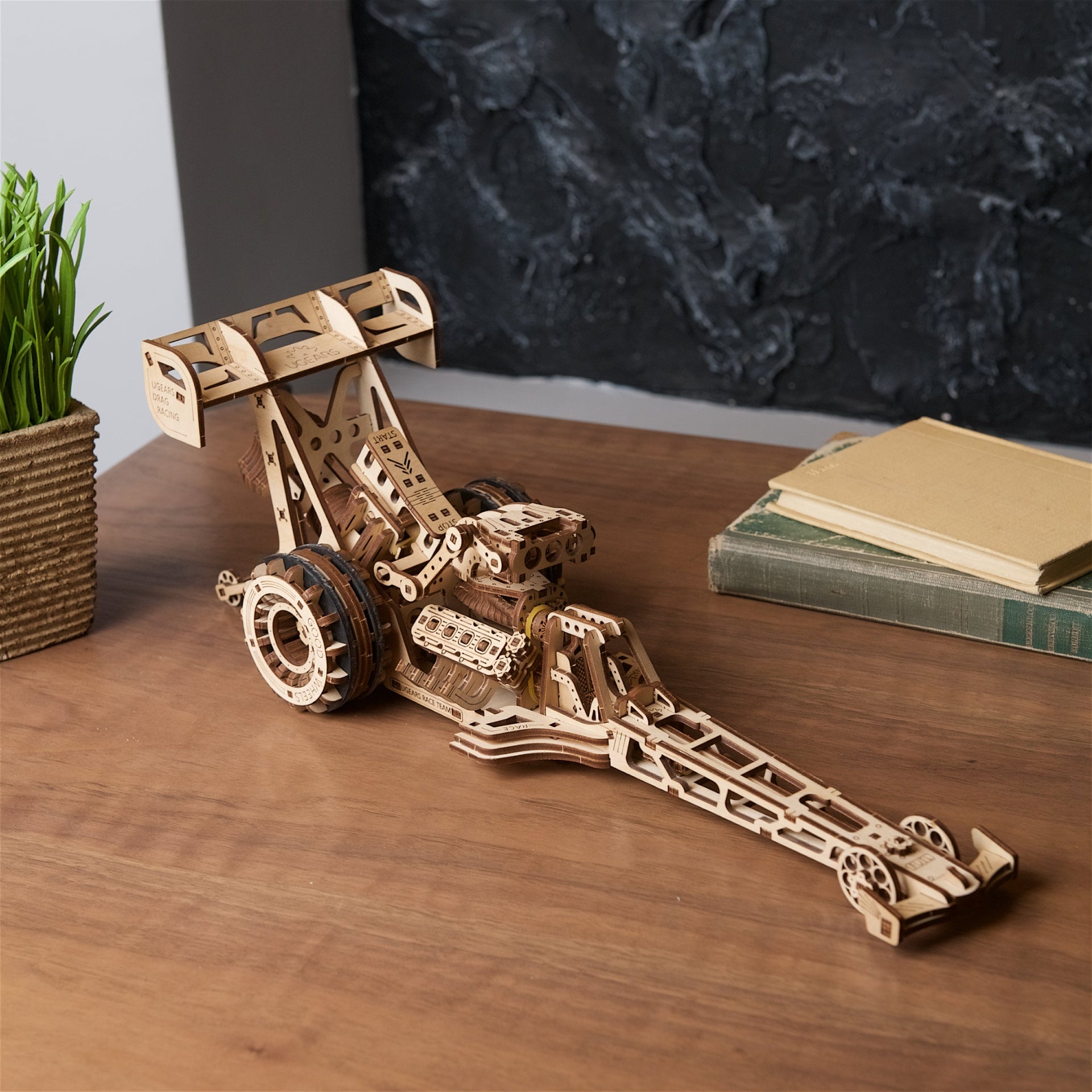 ugears-top-fuel-dragster-modellino-meccanico-in-legno-dragster-da-corsa-a-molla image 8