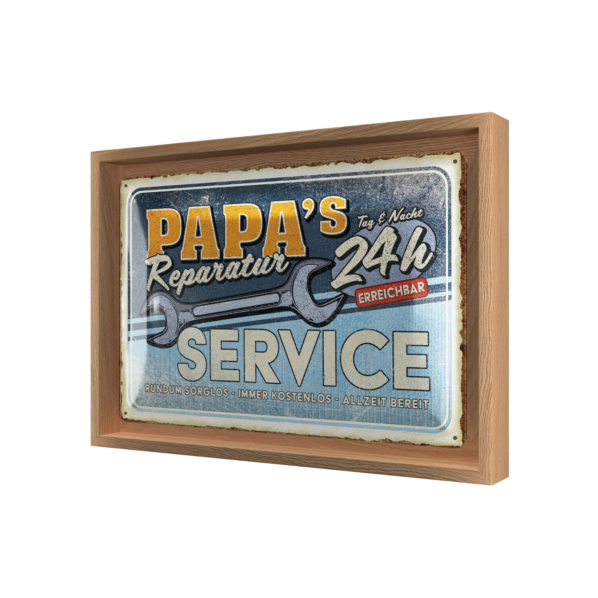 nostalgic-art-papa-s-service-n-frame-m-edition-targa-metallo-con-cornice-rovere- image 1