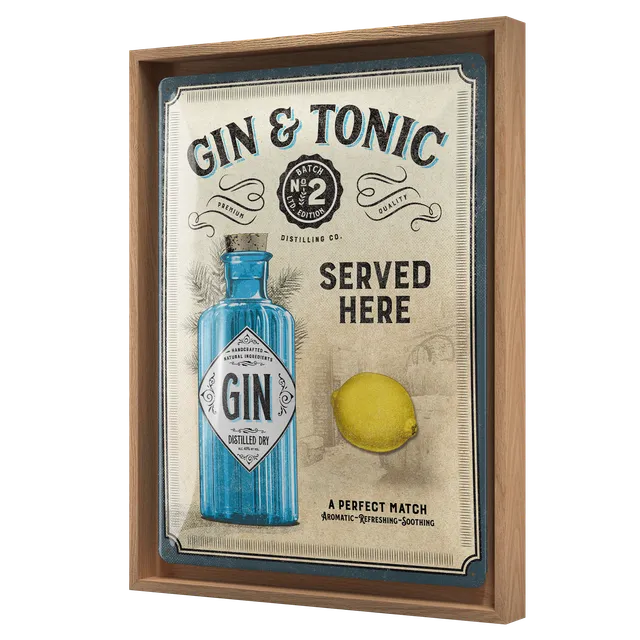nostalgic-art-gin-tonic-served-here-targa-con-cornice-n-frame-l-edition-33-5-x-4 image 1
