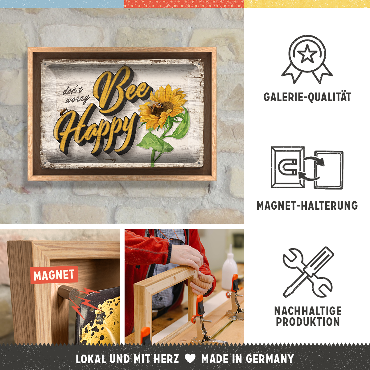 nostalgic-art-bee-happy-special-edition-cornice-n-frame-m-24x33-5-cm image 3
