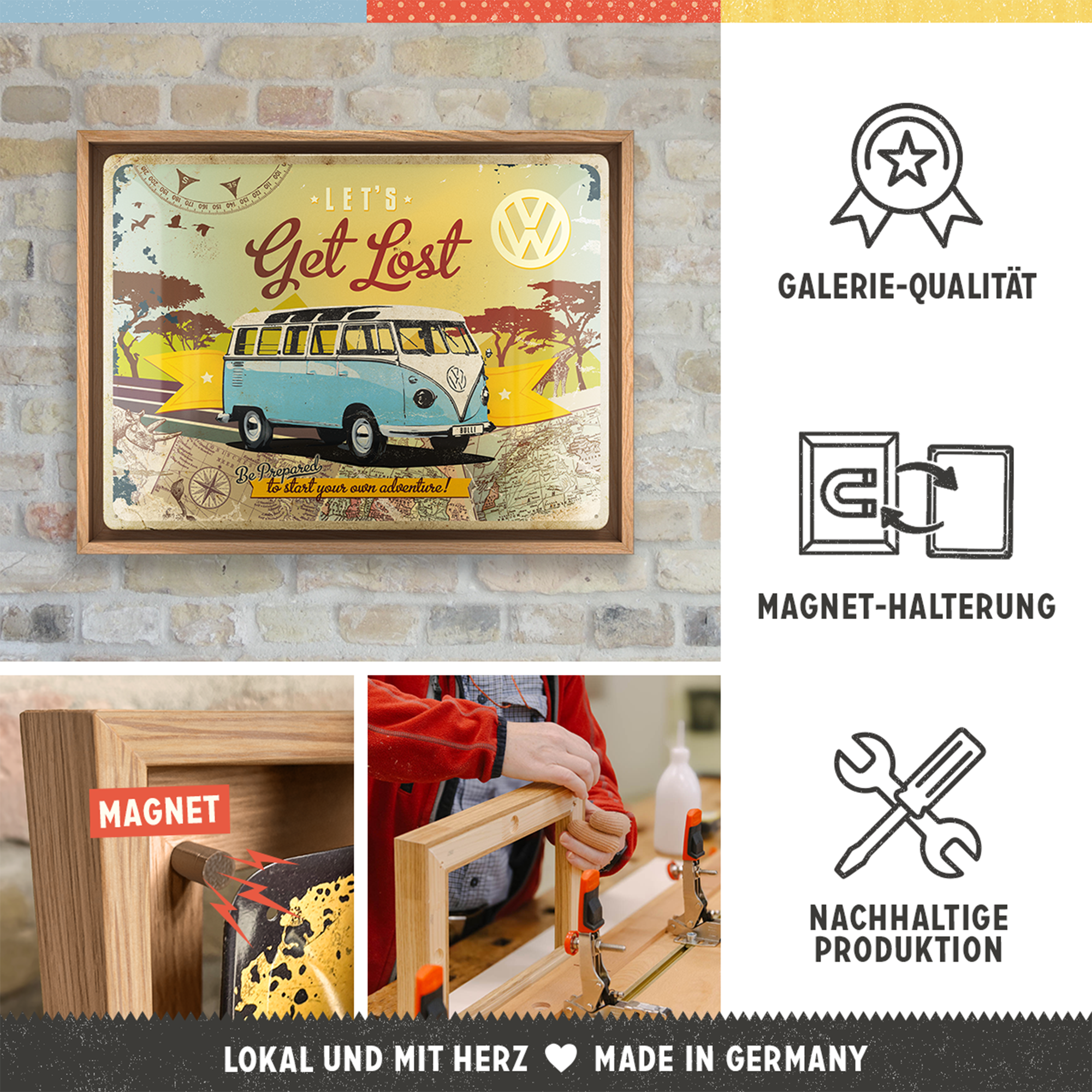 nostalgic-art-vw-bulli-let-s-get-lost-cornice-n-frame-l-33-5x44-cm image 3