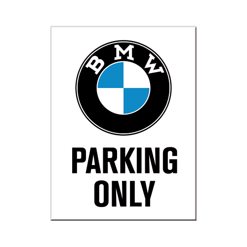 nostalgic-art-bmw-parking-only-white-magnete-da-frigo-6x8-cm image 1