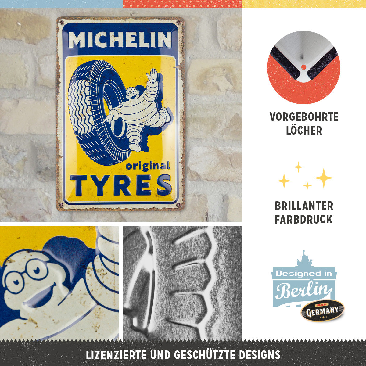 nostalgic-art-michelin-original-tyres-targa-metallo-20x30-cm image 3