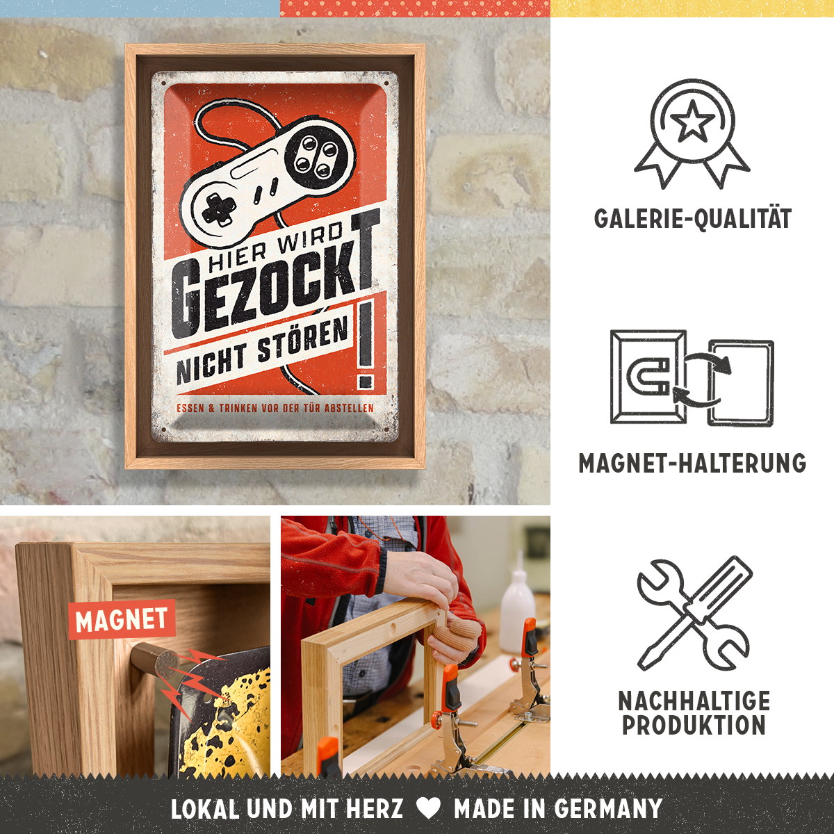 nostalgic-art-hier-wird-gezockt-n-frame-m-edition-targa-gaming-con-cornice-in-le image 3