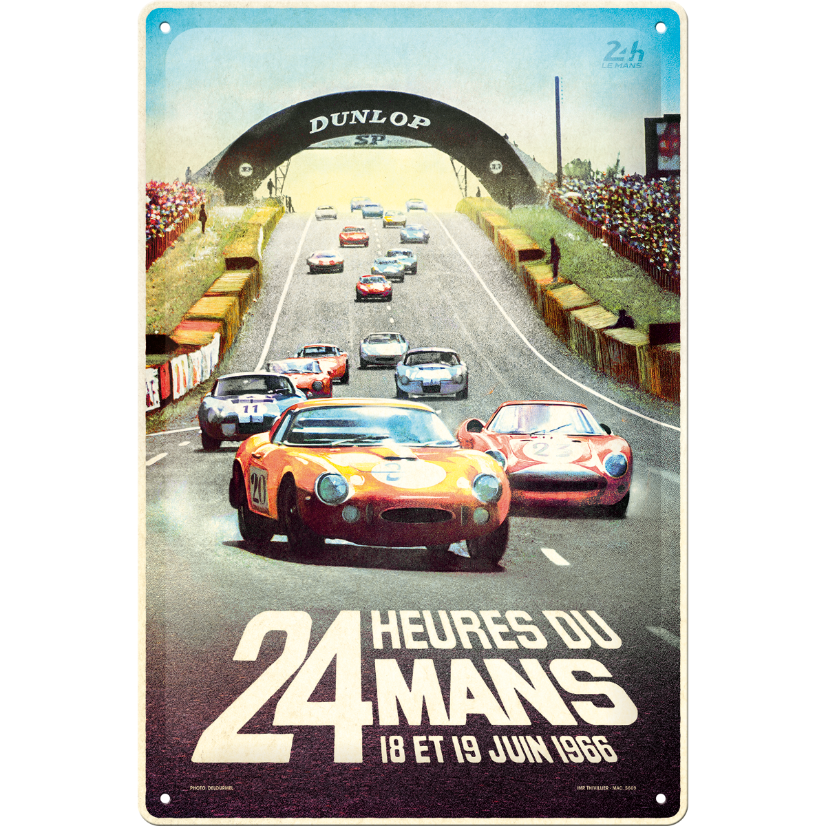 nostalgic-art-24h-le-mans-racing-poster-1966-targa-in-metallo-20x30-cm image 1