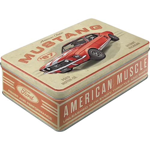 nostalgic-art-ford-mustang-gt-1967-red-scatola-in-metallo-piatta-2-5-l-23x16x7-c image 1