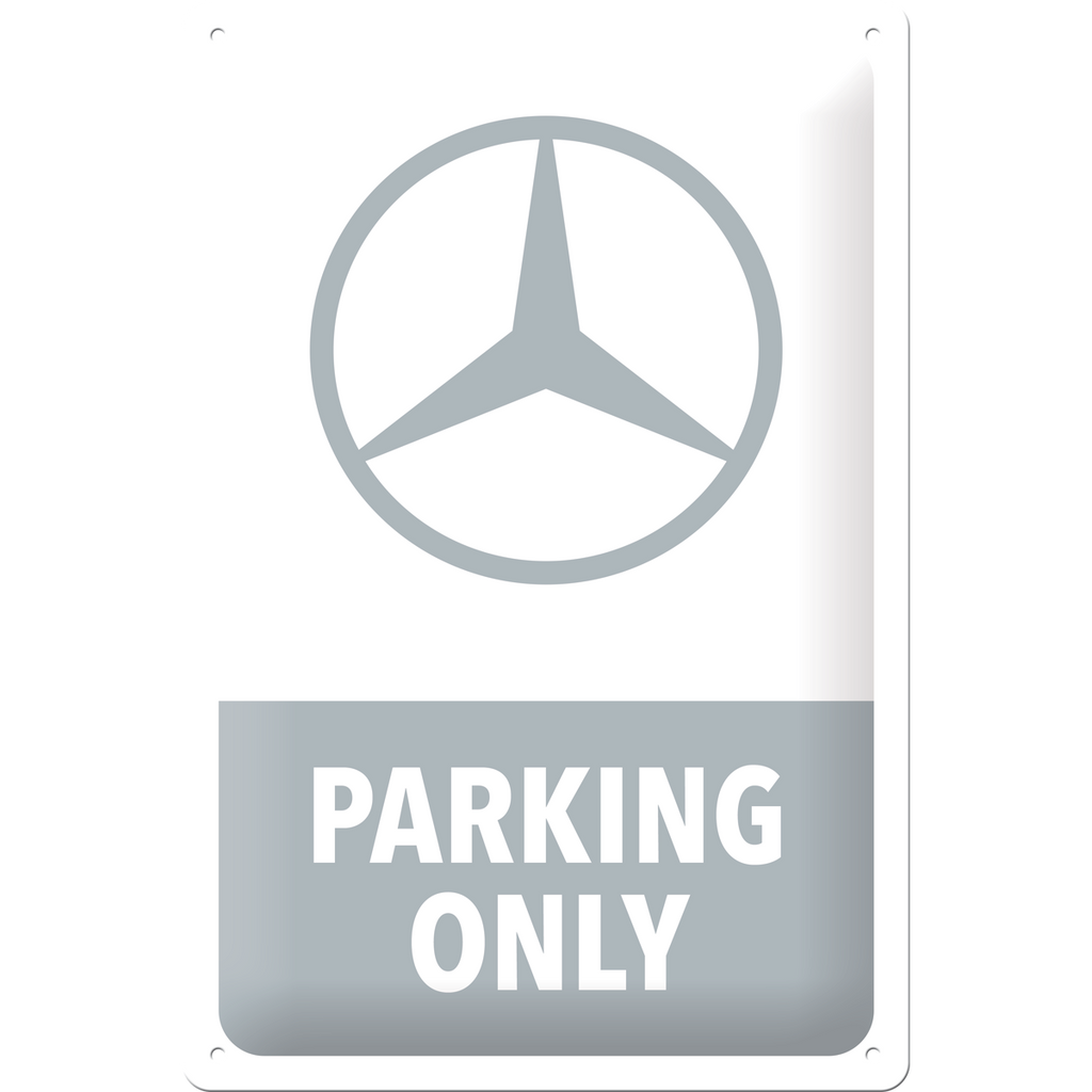 nostalgic-art-mercedes-benz-parking-only-grey-insegna-in-metallo-20x30-cm image 1