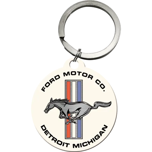 nostalgic-art-ford-mustang-horse-stripes-portachiavi-tondo image 1