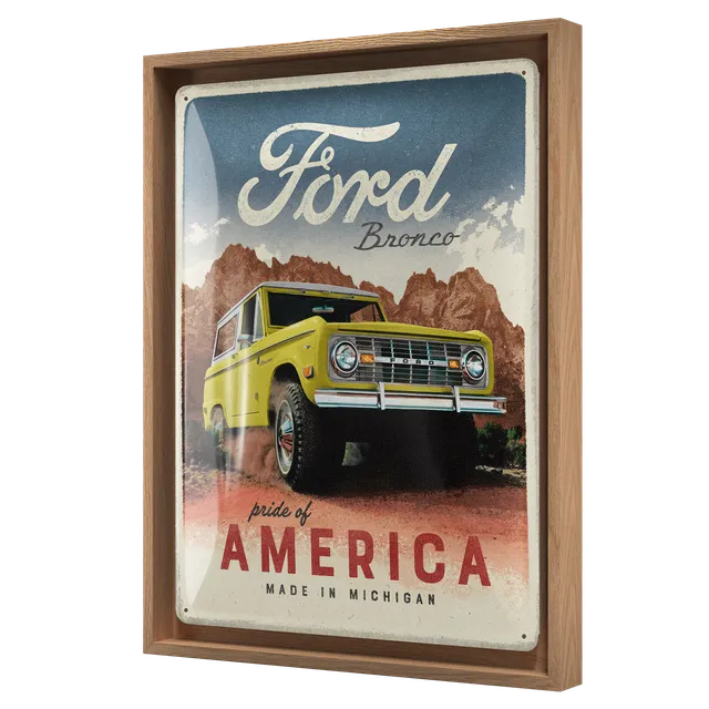 nostalgic-art-ford-bronco-pride-of-america-cornice-n-frame-l-33-5x44-cm image 1
