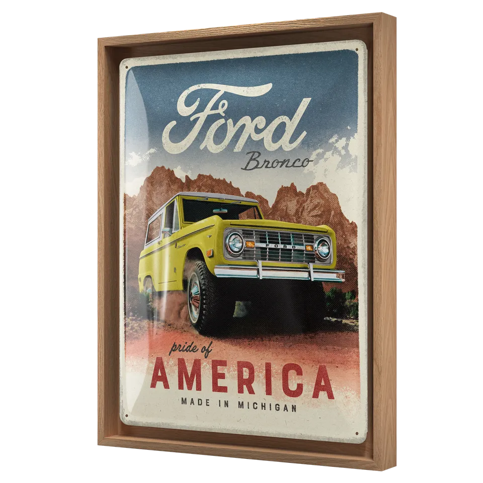 nostalgic-art-ford-bronco-pride-of-america-cornice-n-frame-l-33-5x44-cm image 1
