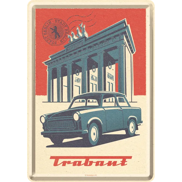 nostalgic-art-trabant-brandenburger-tor-berlin-metal-card-10x14-cm image 1