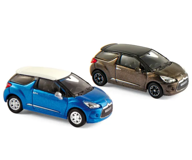 norev-citro-n-ds3-2010-modellino-auto-1-87-blu-bianco-marrone-nero image 1