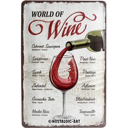 nostalgic-art-world-of-wine-targa-in-metallo-20x30-cm image 1