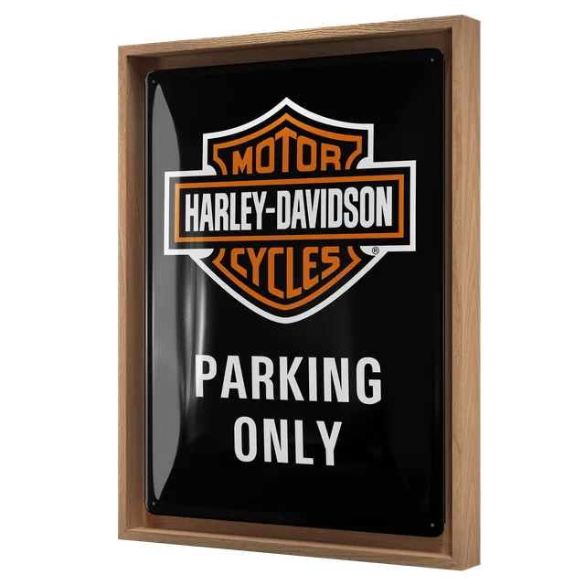 nostalgic-art-harley-davidson-parking-only-cornice-n-frame-l-33-5-x-44-cm image 1