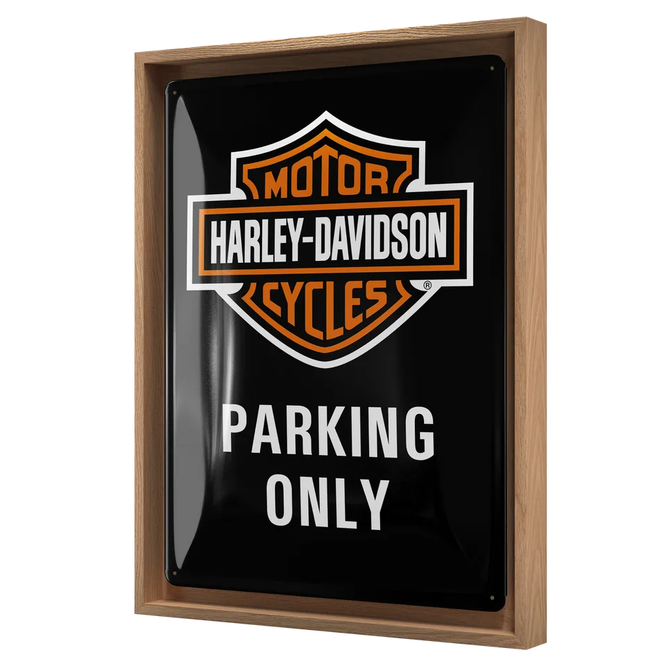nostalgic-art-harley-davidson-parking-only-cornice-n-frame-l-33-5-x-44-cm image 1